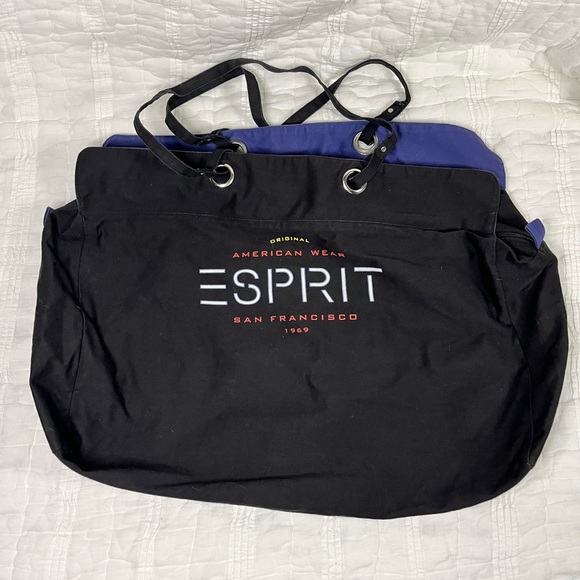 Esprit Bags Vintage Esprit Canvas Tote Bag Large Black 8s Poshmark